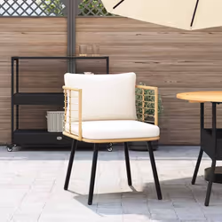 VidaXL 4108260 chaise d'extérieur Terrace Siège rembourré Acier galvanisé, Polyuréthane, Acier Crème, Blanc