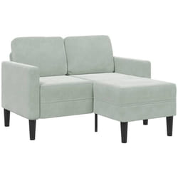 Canapé 2 places avec méridienne en L gris clair 125 cm velours vidaXL