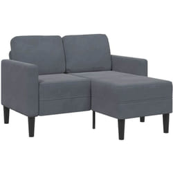 Canapé 2 places avec méridienne en l gris foncé 125 cm velours Vidaxl