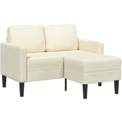 Vidaxl - Canapé 2 places avec méridienne en l crème 125 cm velours