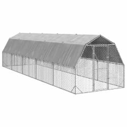 vidaXL Poulailler avec toit 2,5x10x2,25 m - Acier galvanisé