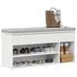 vidaXL Banc à chaussures blanc 102x305x45 cm bois dingénierie banc banquette de couloir siège de couloir banc de 859136