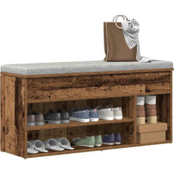 Banc à chaussures vieux bois 102x30,5x45 cm bois d'ingénierie Vidaxl