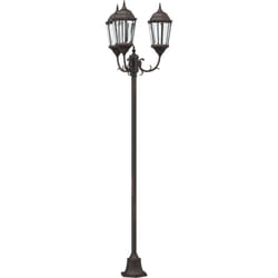 Poteau de lumière de jardin 3 lampes E27 Bronze 220 cm Aluminium Vidaxl