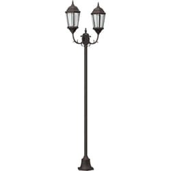 Poteau de lumière de jardin 2 lampes E27 bronze 220 cm en aluminium Vidaxl