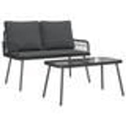 vidaXL Ensemble de salle à manger jardin avec coussins en poly rattan noir