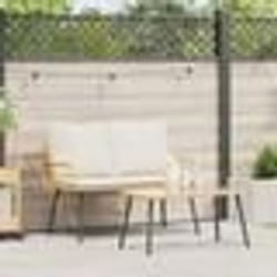 Set de Salle à Manger de Jardin 2 Pièces avec Coussins en Poly Rattan Naturel