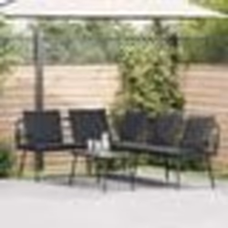 Set de canapé de jardin 2 pièces avec coussins en poly rotin noir