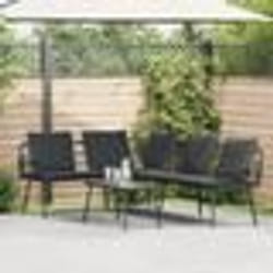 Set de canapé de jardin 2 pièces avec coussins en poly rotin noir