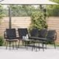 Ensemble de canapé de jardin 4 pièces avec coussins en poly rotin noir
