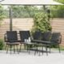 Ensemble de canapé de jardin 4 pièces avec coussins en poly rotin noir