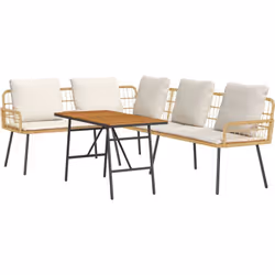 Cet ensemble de canapé en rotin naturel avec table est parfait pour le style et le confort lors de tes rassemblements en exté ...