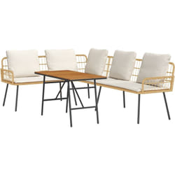 Ensemble de canapé de jardin 2 pièces avec coussins en poly rotin naturel Vidaxl