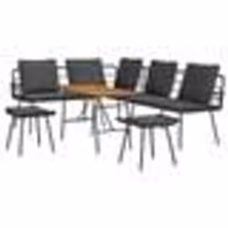 vidaXL Ensemble de 4 canapés de jardin avec coussins en poly rotin noir