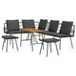 vidaXL Ensemble de 4 canapés de jardin avec coussins en poly rotin noir