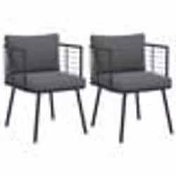 vidaXL Chaises de jardin lot de 2 avec coussins noir résine tressée