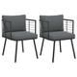 vidaXL Chaises de jardin lot de 2 avec coussins noir résine tressée