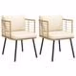 vidaXL Chaises de jardin lot de 2 avec coussins naturel résine tressée