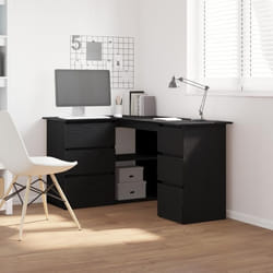 Bureau dangle - vidaXL - Chêne noir - 145x100x76 cm - 2 tiroirs - Contemporain
