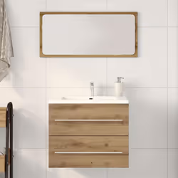 Avec ce meuble de lavabo, tu peux créer un espace de rangement supplémentaire pour ta salle de bain avec une apparence soigné ...