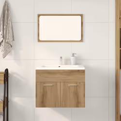 Cet ensemble de meubles de salle de bain pratique, avec un espace de rangement spacieux, est un excellent supplément à votre  ...