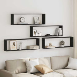 Vidaxl - tagères murales cube 4 pcs chêne noir 100x15x30 cm bois