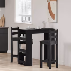 vidaXL Table de bar avec étagère de rangement chêne noir