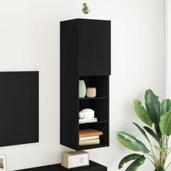 Vidaxl - Meuble tv led Chêne noir 30,5x30x102 cm Bois d'ingénierie