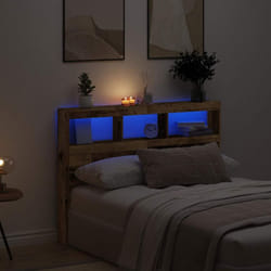 Armoire tête de lit avec led vieux bois 140x17x102 cm - Vidaxl