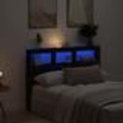 vidaXL Armoire tête de lit avec LED chêne noir 140x17x102 cm tête de lit tête de lit à LED armoire de chambre à coucher 863130