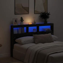 vidaXL Armoire tête de lit avec LED chêne noir 160x17x102 cm tête de lit tête de lit à LED armoire de chambre à coucher 863133