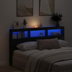 Armoire Tête De Lit Avec Led Chêne Noir 180x17x102 Cm - Vidaxl