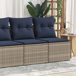 vidaXL Salon de jardin 2 pcs avec coussins gris résine tressée acacia