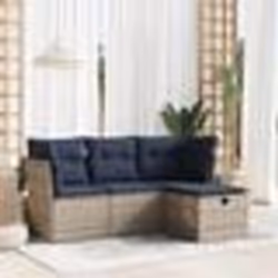 vidaXL Salon de jardin 4 pcs avec coussins gris résine tressée