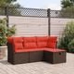 vidaXL Salon de jardin 4 pcs avec coussins marron résine tressée