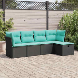 Salon De Jardin 5 Pcs Avec Coussins Noir Résine Tressée Vidaxl