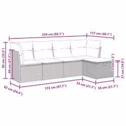 Salon De Jardin 5 Pcs Avec Coussins Noir Résine Tressée Vidaxl - Vue supplémentaire 2