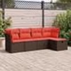 vidaXL Salon de jardin avec coussins 5 pcs marron résine tressée