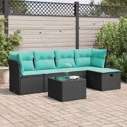 Salon De Jardin 6 Pcs Avec Coussins Noir Résine Tressée Vidaxl