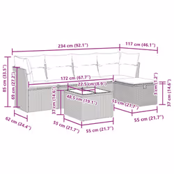 Salon De Jardin 6 Pcs Avec Coussins Noir Résine Tressée Vidaxl - Vue supplémentaire 2