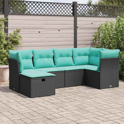 Salon De Jardin 6 Pcs Avec Coussins Noir Résine Tressée Vidaxl