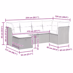 Salon De Jardin 6 Pcs Avec Coussins Noir Résine Tressée Vidaxl - Vue supplémentaire 2