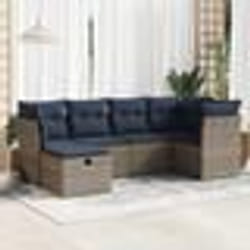 vidaXL Salon de jardin 6 pcs avec coussins gris résine tressée