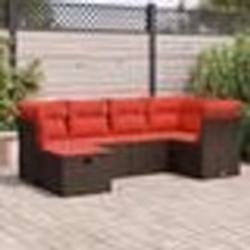 vidaXL Salon de jardin avec coussins 6 pcs marron résine tressée