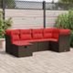 vidaXL Salon de jardin avec coussins 6 pcs marron résine tressée