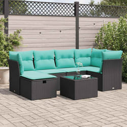 Salon De Jardin 7 Pcs Avec Coussins Noir Résine Tressée Vidaxl