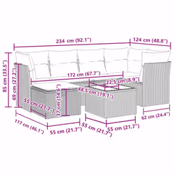Salon De Jardin 7 Pcs Avec Coussins Noir Résine Tressée Vidaxl - Vue supplémentaire 2