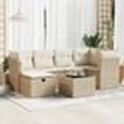vidaXL Salon de jardin avec coussins 7 pcs beige résine tressée