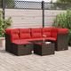 vidaXL Salon de jardin avec coussins 7 pcs marron résine tressée