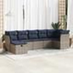 vidaXL Salon de jardin avec coussins 7 pcs gris résine tressée